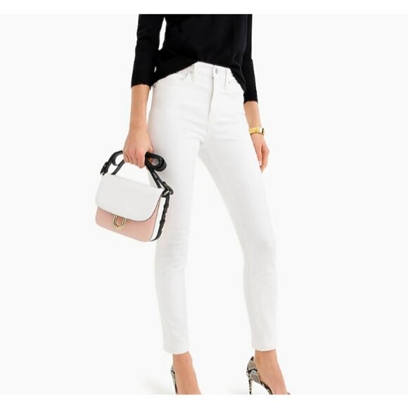 J.Crew $98 Women's 9" High Rise Toothpick Jeans in White Size 25 B3584